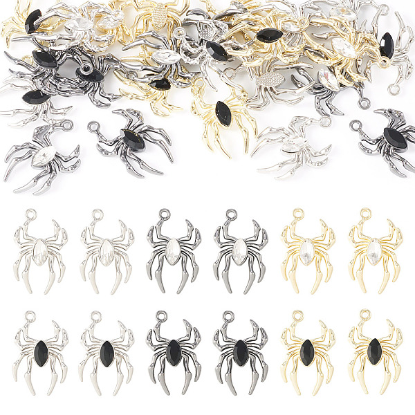 6色のガラス製スパイダーペンダント24個