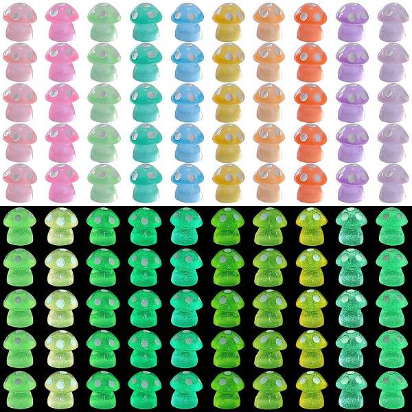 

PandaHall 100Pcs 10 Colors Mushroom Luminous Resin Display Decorations, Glow in the Dark, for Car or Home Office Desktop Ornaments, Mixed..., Multicolor