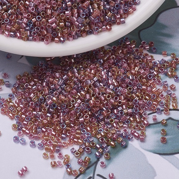 

PandaHall MIYUKI Delica Beads, Cylinder, Japanese Seed Beads, 11/0, (DB0982) Sparkling Lined Tutti Frutti Mix(Purple Rose Gold), 1.3x1.6mm...
