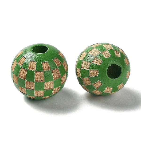 

PandaHall Wood Laser Engraved Tartan Beads, Round, Dyed, for DIY Craft, Green, 15.5~16x14.5mm, Hole: 4.5mm Schima Wood Round Green