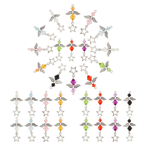 Transparent Acrylic and Tibetan Style Alloy Pendants