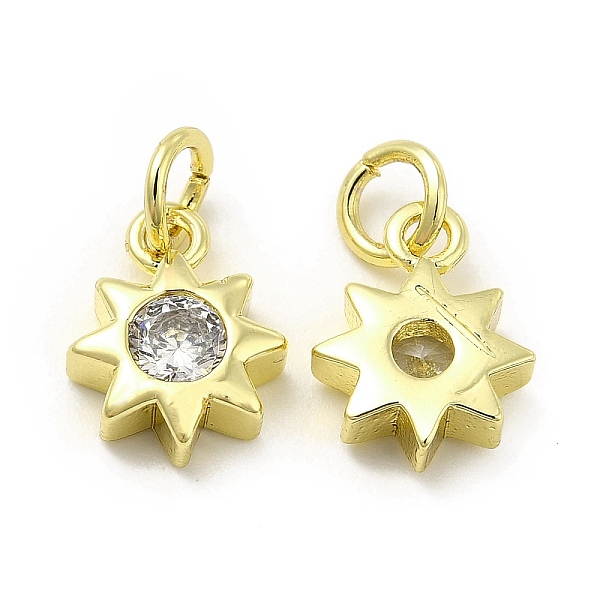 

PandaHall Brass Micro Pave Cubic Zirconia Charms, with Jump Ring, Sun Charm, Golden, 11x8.5x3mm, Hole: 2.5mm Brass+Cubic Zirconia Sun Clear