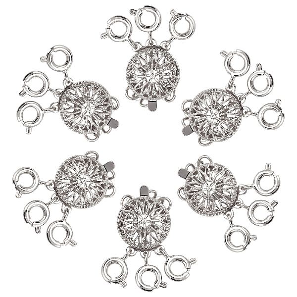 

PandaHall SUNNYCLUE 1 Box 6Pcs Necklace Layering Clasps Silver Necklace Layered Clasp Multi Strand Clasps Necklace Connectors for Multiple...