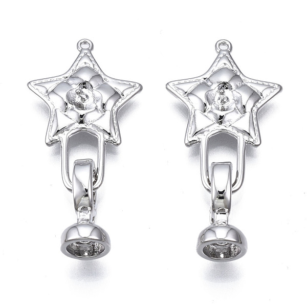 

PandaHall Brass Fold Over Clasps, Cadmium Free & Nickel Free & Lead Free, Star, Platinum, 34mm long, Clasp: 13x7mm, Inner Diameter: 1mm...