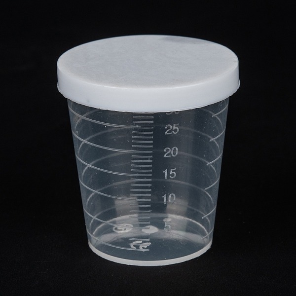 PandaHall Measuring Cup Plastic Tools, Graduated Cup, White, 4x4.3cm, Capacity: 30ml(1.01fl. oz) Plastic White