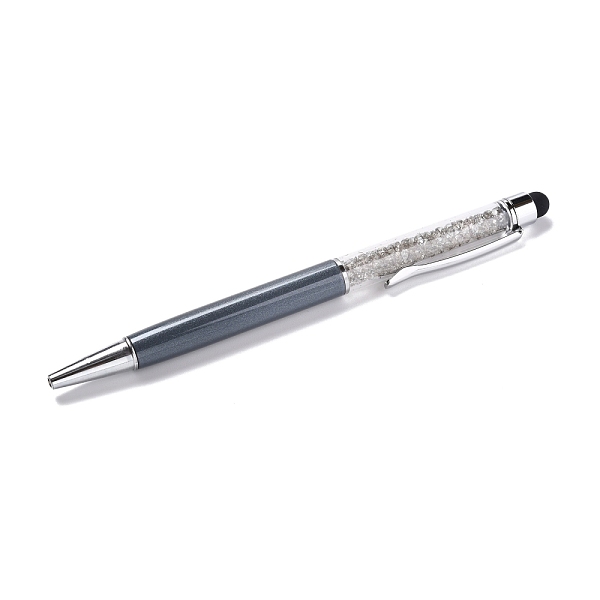 

PandaHall Silicone & Plastic Touch Screen Pen, Aluminum Ball Pen, with Transparent Resin Diamond Shape Beads, Gray, 146x13x10mm Plastic Gray