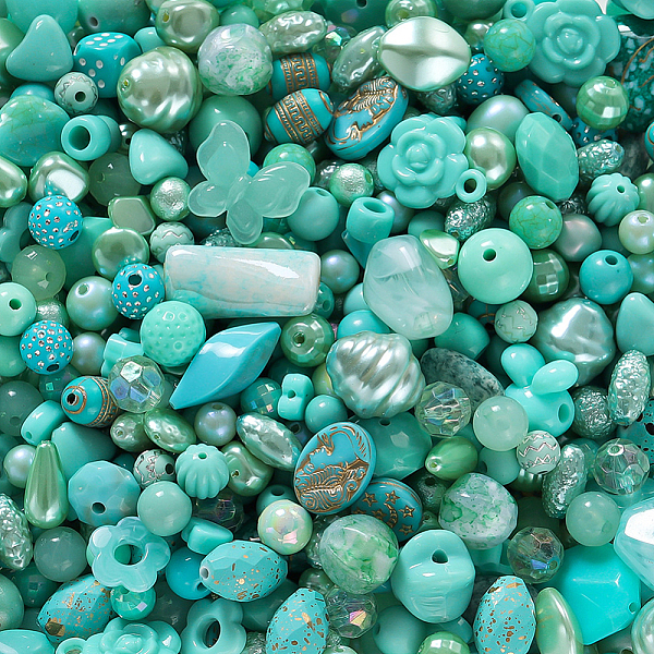 

PandaHall WADORN 4 Bags Acrylic Beads, Mixed Shapes, Turquoise, 5.5~24x5.5~24x2~16mm, Hole: 1.2~3.5mm Acrylic Mixed Shapes Green