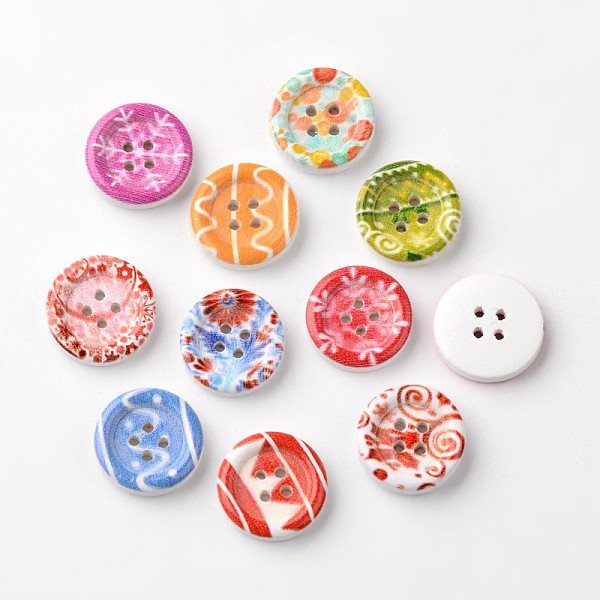 Flat Round 4-Hole Wooden Buttons