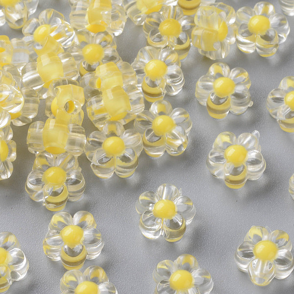 

PandaHall Transparent Acrylic Beads, Bead in Bead, Flower, Yellow, 12x12.5x6mm, Hole: 2.5mm, about 893pcs/500g Acrylic Flower Yellow