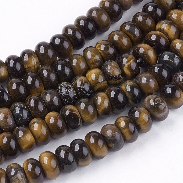 Natural Gemstone Tiger Eye Stone Rondelle Beads Strands