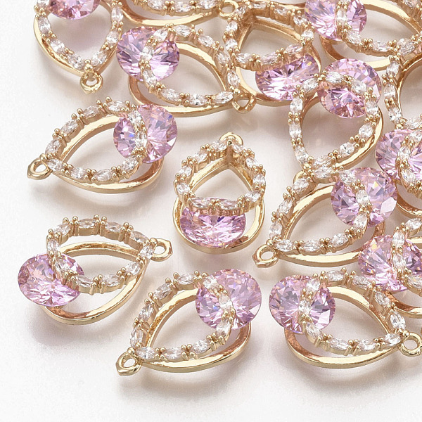 

PandaHall Golden Tone Brass Pendants, with Glass and Rhinestone, Faceted, Hollow Teardrop, Pearl Pink, 19x11x7mm, Hole: 1.2mm Brass+Glass...
