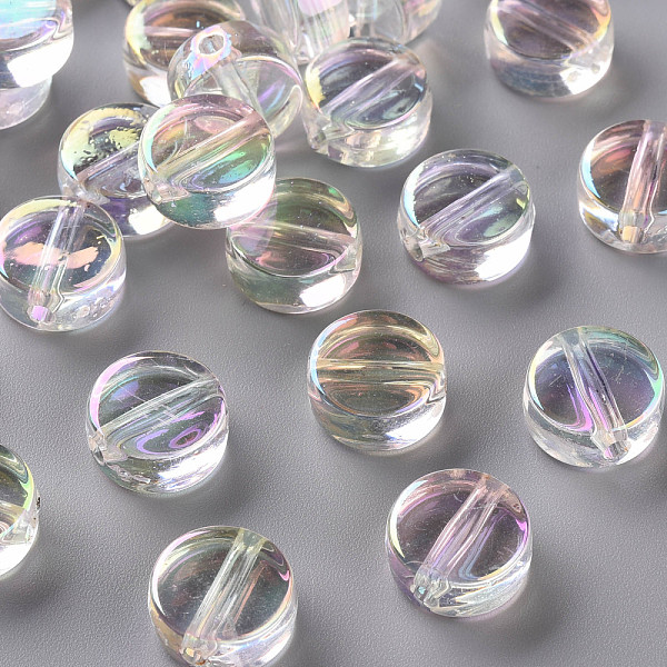 

PandaHall Transparent Acrylic Beads, AB Color Plated, Flat Round, Clear AB, 13x6mm, Hole: 2mm Acrylic Flat Round White