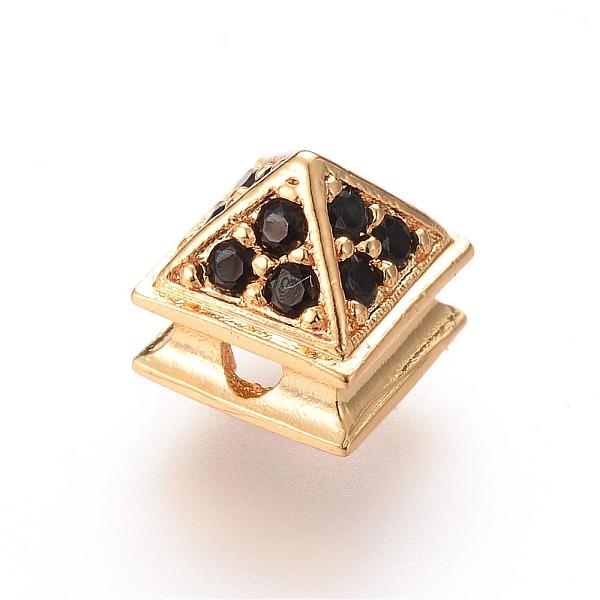 

PandaHall Brass Micro Pave Cubic Zirconia Beads, Cabin, Golden, 8x8mm Brass+Cubic Zirconia Building