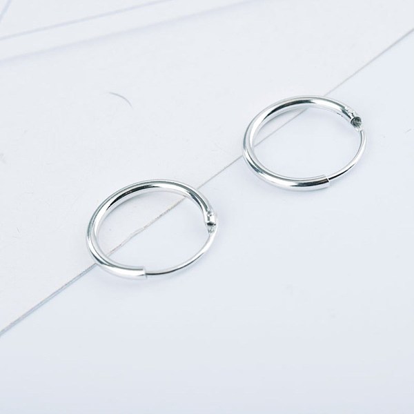 

PandaHall 925 Sterling Silver Hoop Earrings, Platinum, 14x1.2mm Sterling Silver