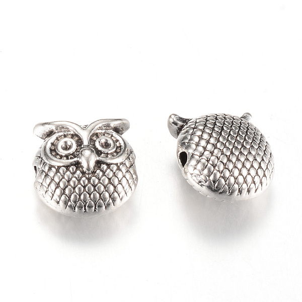 

PandaHall Tibetan Style Alloy Beads, Cadmium Free & Lead Free, Owl, Antique Silver, 11x11x7mm, Hole: 1.5mm, about 360pcs/1000g Alloy Owl