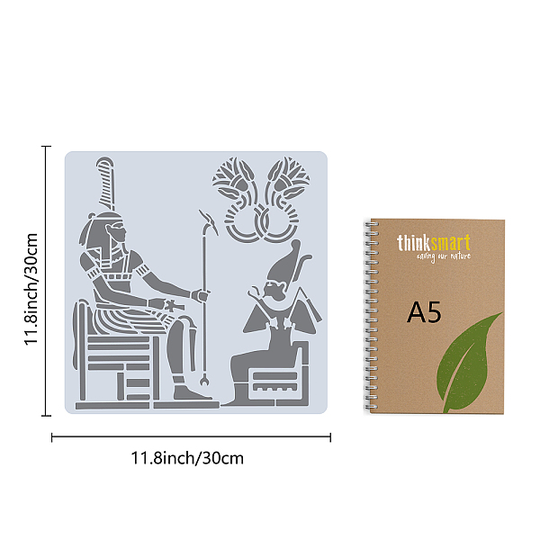 

PandaHall GORGECRAFT Egyptian Stencils Templates Ancient God Horus Pattern 30x30cm Large Reusable Plastic Square Stencils Sign for Painting...