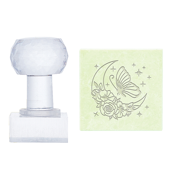 

PandaHall PH Butterfly Soap Stamps Handmade Soap Stamp with Handle Moon Flower Soap Embossing Stamp Transparent Sealing Wax Stamp with...