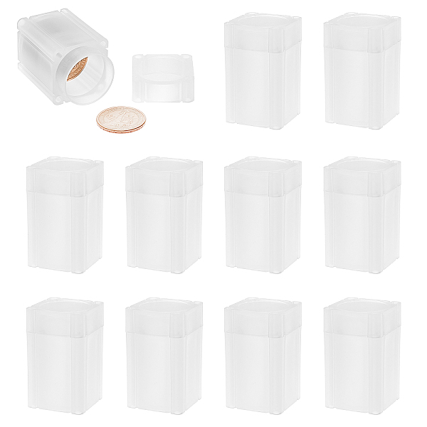 

PandaHall SUPERFINDINGS 10 Pcs Cuboid White Coin Storage Tube Holders 33.5x33.5x55.5mm PP Plastic Coins Storage Box Holds 20 Coins Airtight...