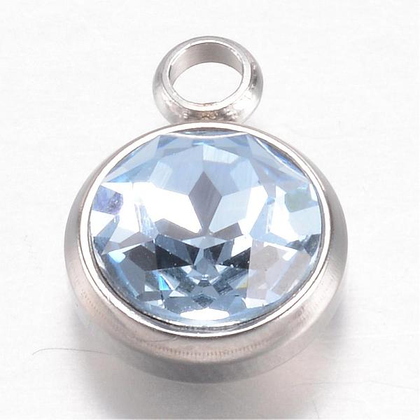 

PandaHall 304 Stainless Steel Glass Rhinestone Charms, Faceted, Flat Round, Lavender, 14x10x7mm, Hole: 2.5mm Stainless Steel+Glass Flat..., Purple