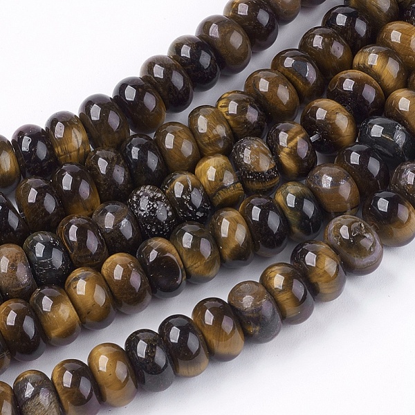 

PandaHall Natural Gemstone Tiger Eye Stone Rondelle Beads Strands, Coffee, 8x5mm, Hole: 1mm, about 60~65pcs/strand, 15.7 inch Tiger Eye..., Brown