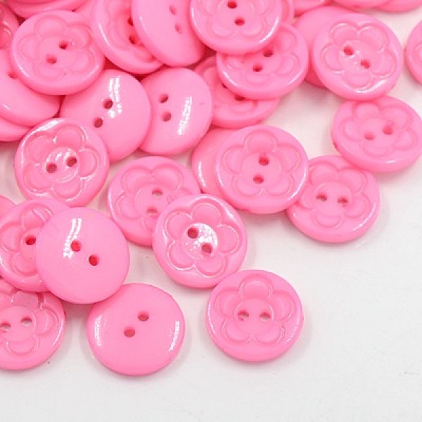 

PandaHall Acrylic Sewing Buttons for Clothes Design, Plastic Buttons, 2-Hole, Dyed, Flat Round with Flower Pattern, Pink, 16x3mm, Hole: 1mm...
