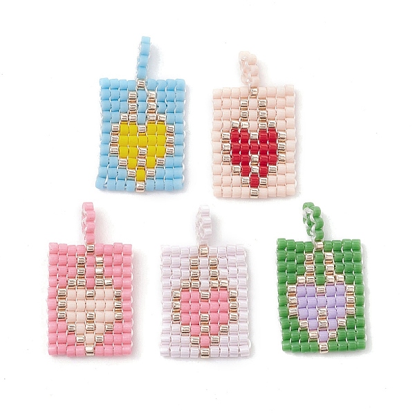 

PandaHall Handmade MIYUKI Round Rocailles Seed Beads, Loom Pattern, Rectangle Pendants, Mixed Color, 23x13x3mm, Hole: 2mm Glass Rectangle..., Multicolor