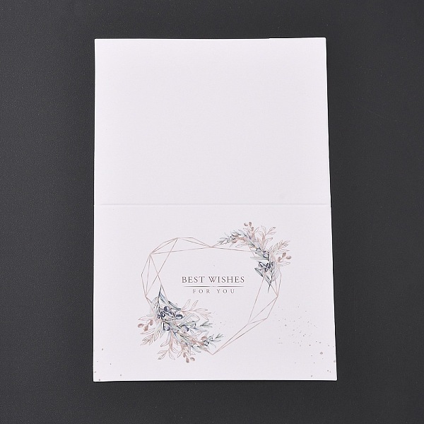 

PandaHall Paper Greeting Card, Word Best Wishes for You Rectangle Card, Heart Pattern, 140x94x0.3mm Paper Heart