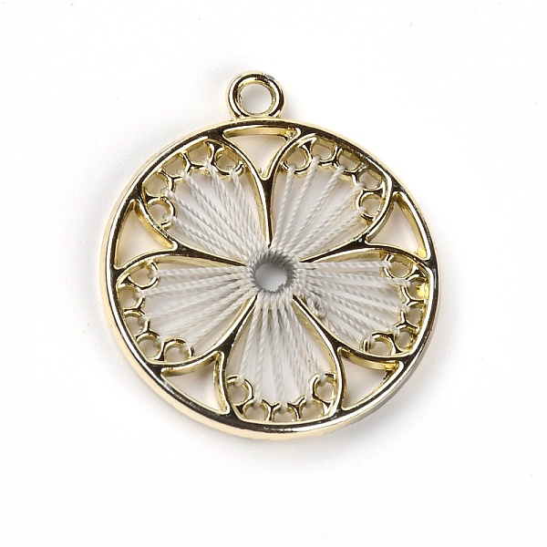

PandaHall Alloy Pendants, with Polyester Cord, Flat Round with Cherry Blossom, Gainsboro, 28.5x25x2mm, Hole: 2mm Alloy Flat Round Gray