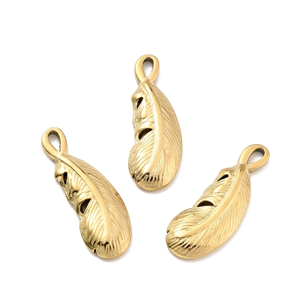 

PandaHall Ion Plating(IP) 304 Stainless Steel Glaze Manual Polishing Pendants, Feather, Golden, 19.5x7x2mm, Hole: 1x2.3mm 304 Stainless...