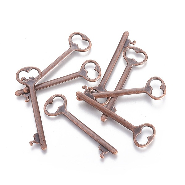 

PandaHall Tibetan Style Zinc Alloy Key Big Pendants, Lead Free and Cadmium Free, Red Copper, 53.5x16x2mm Alloy Key