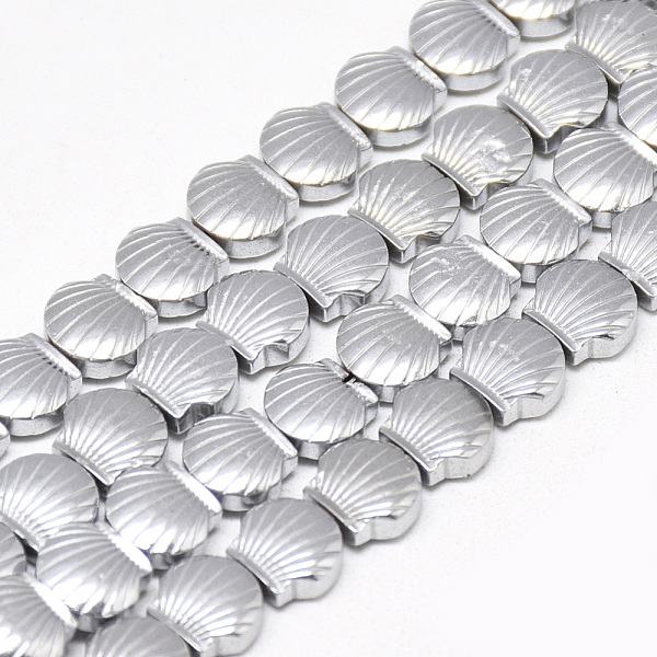 

PandaHall Electroplate Non-magnetic Synthetic Hematite Beads Strands, Scallop/Shell, Platinum Plated, 8x9x4mm, Hole: 1mm, about 49pcs/strand...