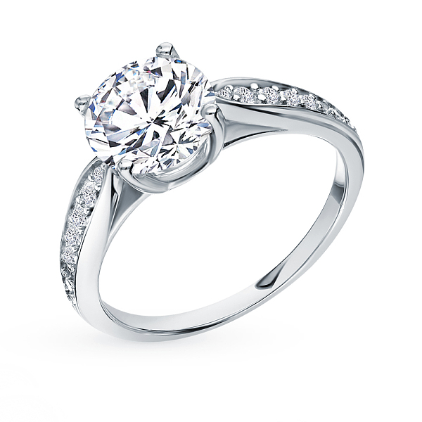 

PandaHall S925 Silver Engagement Ring with Zirconia, Simple and Fashionable Sterling Silver