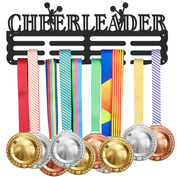

PandaHall Sports Theme Iron Medal Hanger Holder Display Wall Rack, with Screws, Cheerleader Pattern, 150x400mm Iron Sports