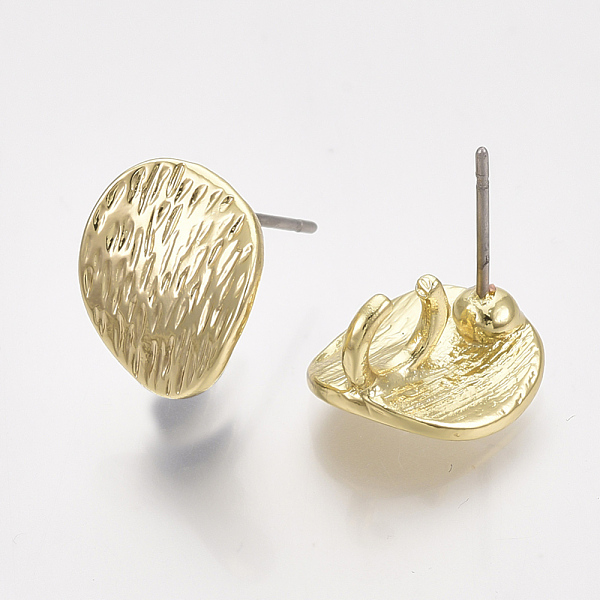 

PandaHall Alloy Stud Earring Findings, with Loop, Textured, Flat Round, Light Gold, 12x11mm, Hole: 4mm, Pin: 0.8mm Alloy Flat Round