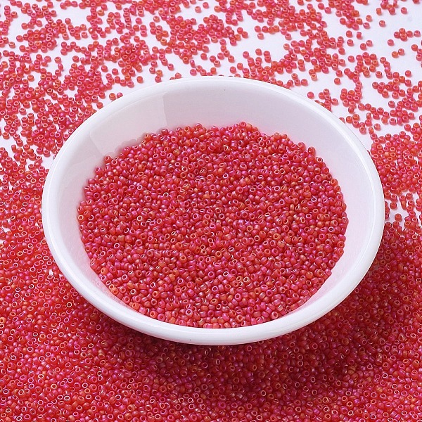

PandaHall MIYUKI Round Rocailles Beads, Japanese Seed Beads, 11/0, (RR140FR) Matte Transparent Red Orange AB, 2x1.3mm, Hole: 0.8mm, about...