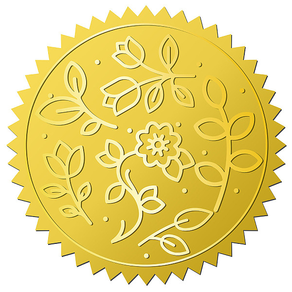 

PandaHall 12 Sheets Self Adhesive Gold Foil Embossed Stickers, Round Dot Medal Decorative Decals for Envelope Card Seal, Flower, Size: about...