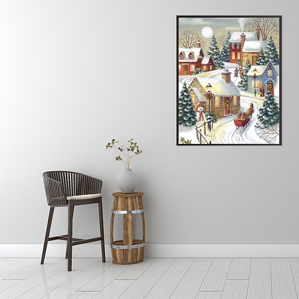 

PandaHall DIY Christmas Theme Diamond Painting Kit, Including Resin Rhinestones, Diamond Sticky Pen, Tray Plate, Glue Clay, House Pattern...