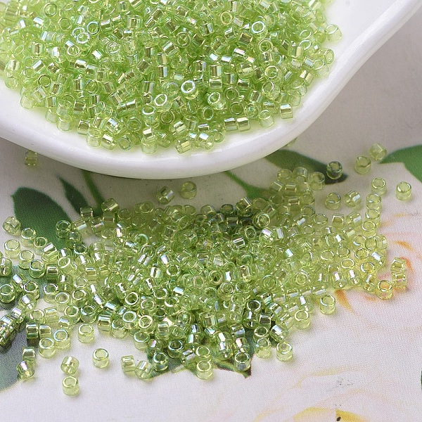 

PandaHall MIYUKI Delica Beads Small, Cylinder, Japanese Seed Beads, 15/0, (DBS0174) Transparent Chartreuse AB, 1.1x1.3mm, Hole: 0.7mm, about..., Green