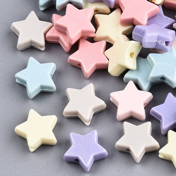 

PandaHall Spray Painted Acrylic Beads, Rubberized Style, Star, Mixed Color, 10.5x11x4mm, Hole: 1.5mm, about 2250pcs/500g Acrylic Star..., Multicolor