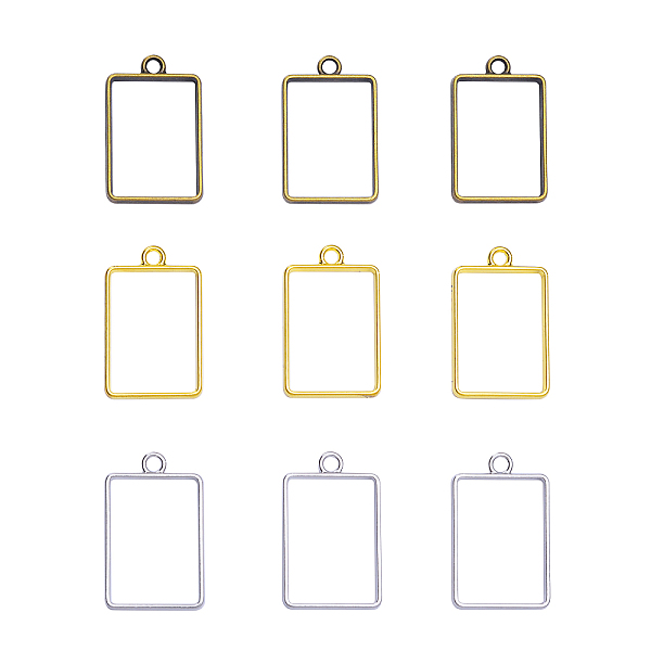 

PandaHall Rack Plating Alloy Rectangle Open Back Bezel Pendants, For DIY UV Resin, Epoxy Resin, Pressed Flower Jewelry, Lead Free & Nickel...