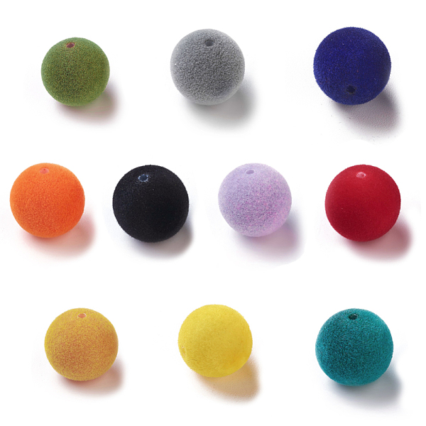 

PandaHall Flocky Acrylic Beads, Half Drilled, Round, Mixed Color, 11.5~12mm, Hole: 1.6mm Acrylic Round Multicolor