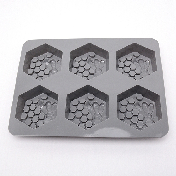 

PandaHall Bee Honeycomb Food Grade Silicone Molds, Fondant Molds, For DIY Cake Decoration, Chocolate, Candy, Soap Making, Gray, 245x180x24mm...