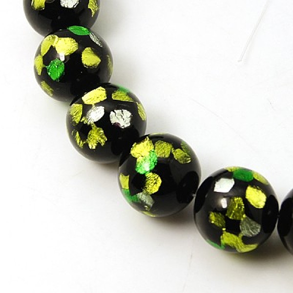 

PandaHall Handmade Silver Foil Glass Beads Strands, Round, Yellow, 12mm, Hole: 1mm Foil Glass Round Yellow
