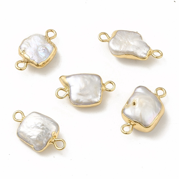 

PandaHall Baroque Natural Keshi Pearl Connector Charms, Square Links, with Brass Double Loops, Light Gold, 17~19x10~11x5~8mm, Hole: 1.6mm...