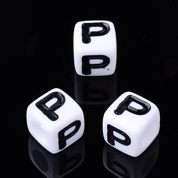 

PandaHall Letter Acrylic Beads, Cube, White, Letter P, Size: about 7mm wide, 7mm long, 7mm high, hole: 3.5mm, about 2000pcs/500g Acrylic...