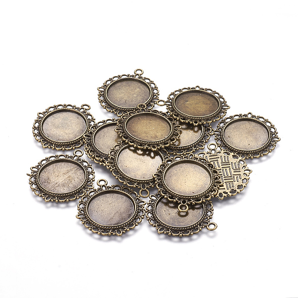 

PandaHall Zinc Alloy Pendant Settings for Cabochon & Rhinestone, DIY for Jewelry Making, Lead Free & Cadmium Free & Nickel Free, Flat Round...