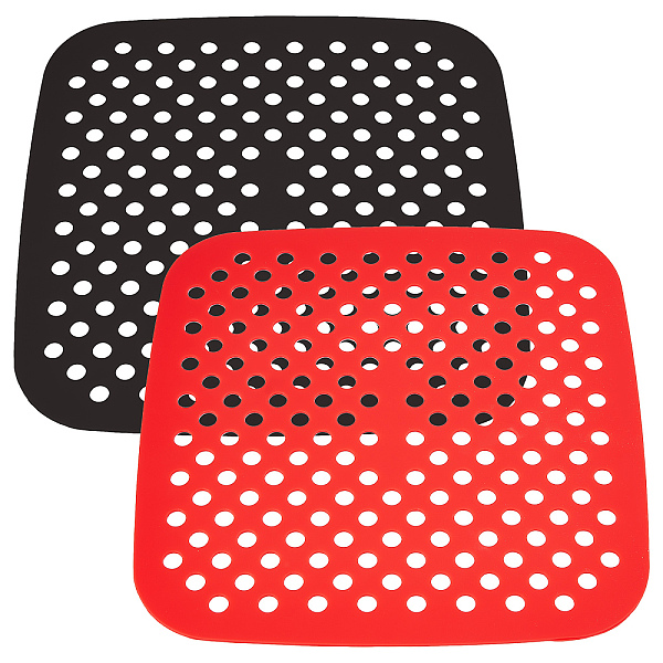 

PandaHall GORGECRAFT 2 Colors Silicone Air Fryer Liners Square Reusable Baking Mat Set Non-Stick Rubber Mat Basket Pad for Parchment Paper..., Multicolor