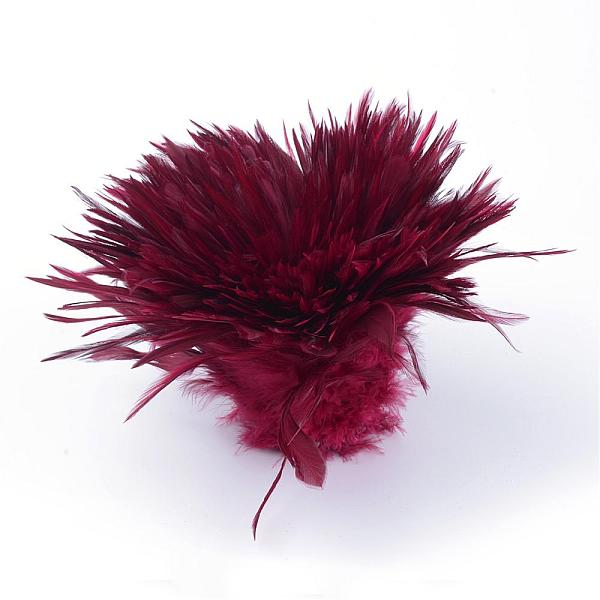 

PandaHall Chicken feather Costume Accessories, Dyed, Dark Red, 35~155x7~35mm, about 750-800pcs/bundle Feather Feather Red