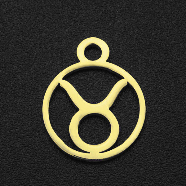 

PandaHall 201 Stainless Steel Charms, Flat Round with Constellation, Golden, Taurus, 13.4x10.8x1mm, Hole: 1.5mm 201 Stainless Steel Taurus