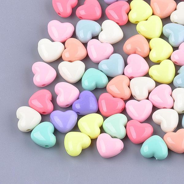 

PandaHall Opaque Acrylic Beads, Heart, Mixed Color, 15x17x9.5mm, Hole: 2.5mm, about 330pcs/500g Acrylic Heart Multicolor